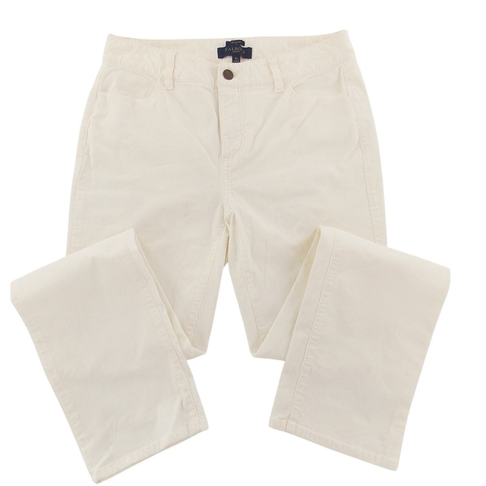 Talbots Corduroy Pants Heritage Straight Leg Womens Size 6P Ivory White